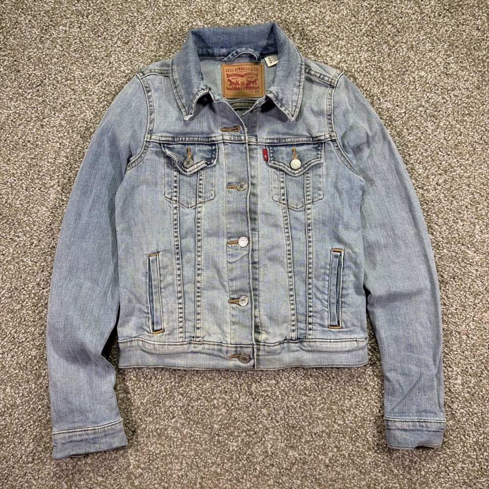 Women's Levi Trucker Jacket Size XS Mid Wash Classic Stretch - Picture 1 of 9